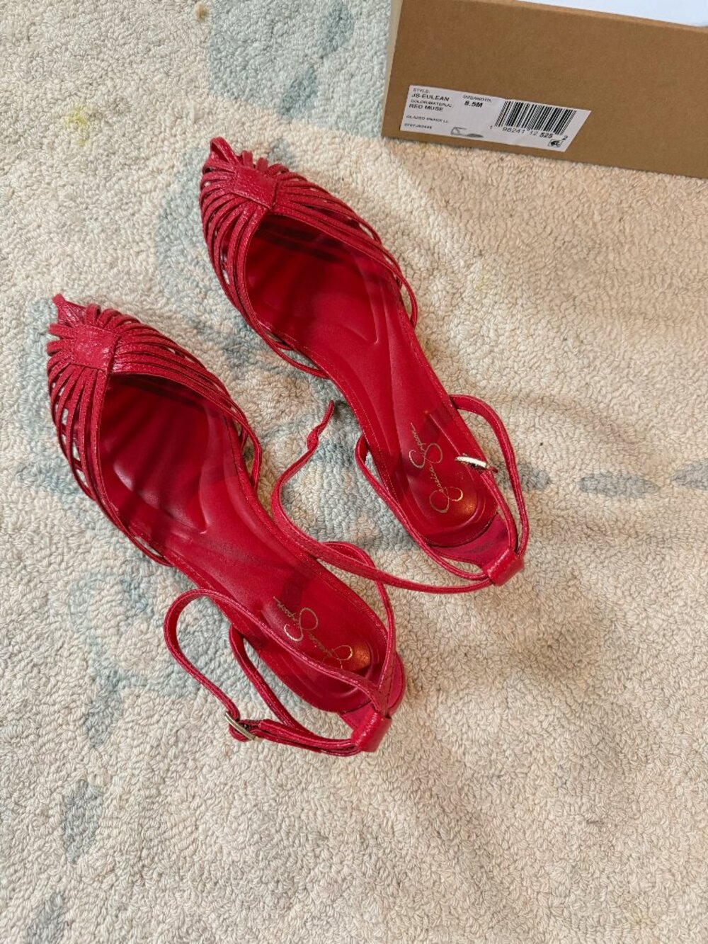 Jessica Simpson Eulean Red Flat Sandals Size 8.5 NWT